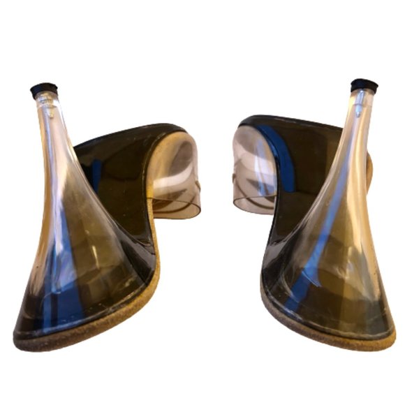 Vintage 80's Clear Transparent Vinyl Upper & Heel Sandal Slide Womens 8 - Picture 9 of 13